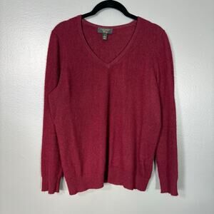 Charter Club Luxury Men's 100% Cashmere Burgundy Sweater - Size Large - V-Neck